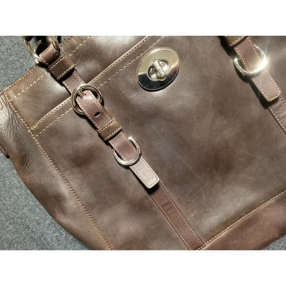 Coach Soft Dark Brown Leather 2 Way Chelsea Tote Bag Purse Crossbody F14015 - Picture 5 of 16